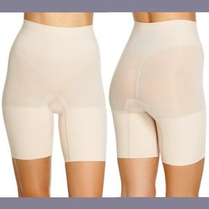 NIB $36 Spanx [ Small ] Mid-Thigh Power Shaping Shorts in‎ Soft Nude